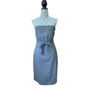 Mango Strapless Wool Blend Mini Herringbone Print Dress Gray Size 6‎